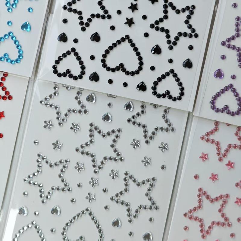 Beautiful Shiny Crystal Rhinestones Pearl Star 3D Stickers Scrapbook Phone Case DIY Decorations Dance Show Makeup Face Stickers
