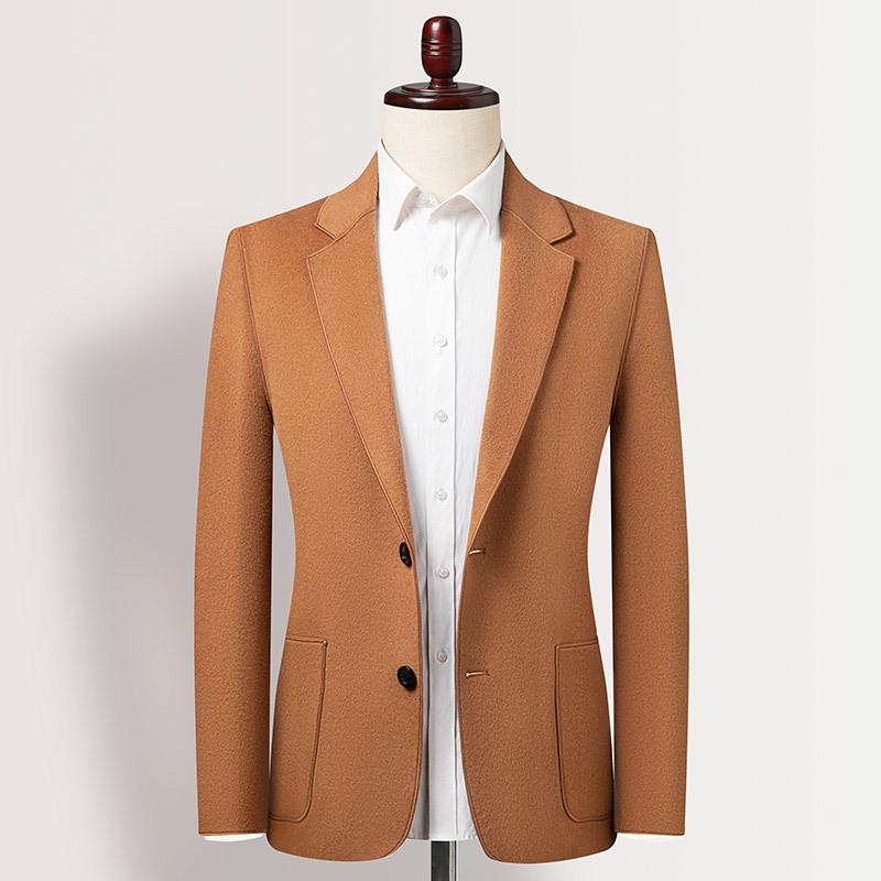 Spring and Autumn Men's Suit Single West Single Row Two Button Fashion Casual Double Sided Nylon Wool Suit Men's Jacket