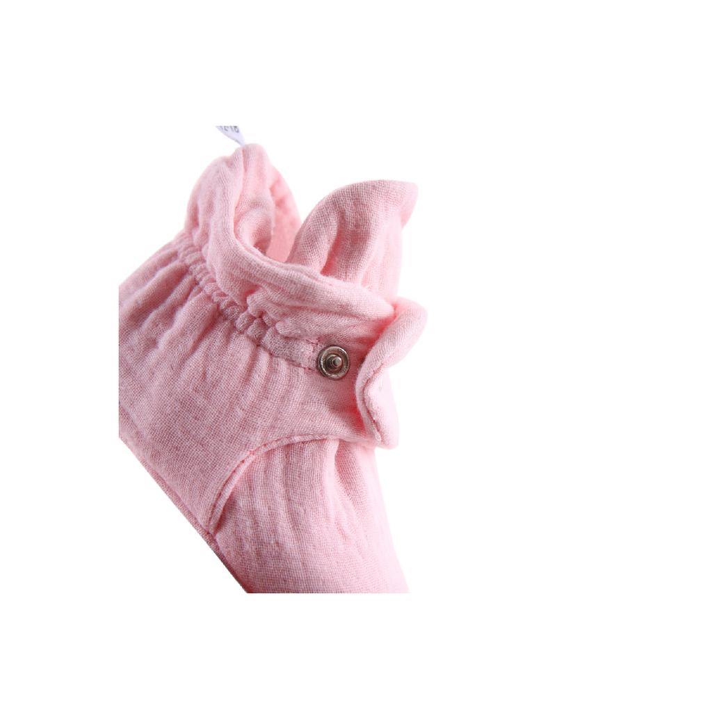 Babyschuhe aus Bio-Baumwoll-Musselin, Hausschuhe für Neugeborene, Beige