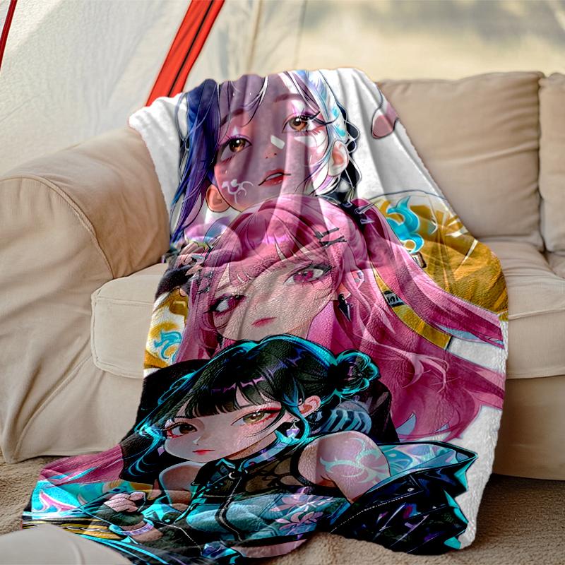1pc Kpop Demon Hunters Blanket, Home Printed Throw Blanket - Soft Blanket Gift for Family, Washable Sofa Bed Blanket