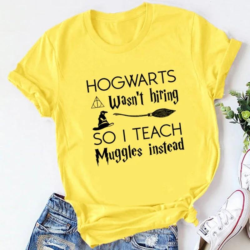 Halloween Womens Short Sleeved Tshirt Suitable for Womens Casual Fashion Witch Hat Printed Fun Tshirt