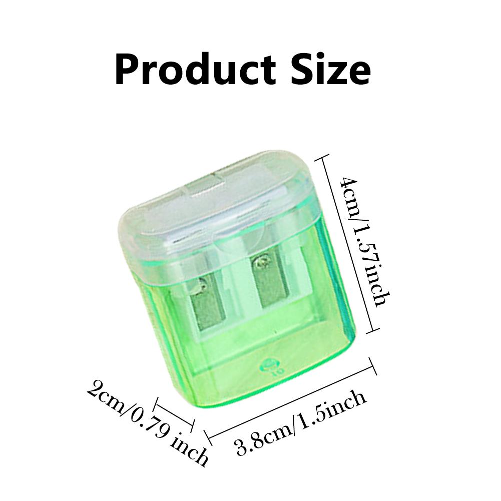 Pencil Sharpener Student Stationery with Container Colorful Double Hole Plastic Clear Pencil Sharpener for Children