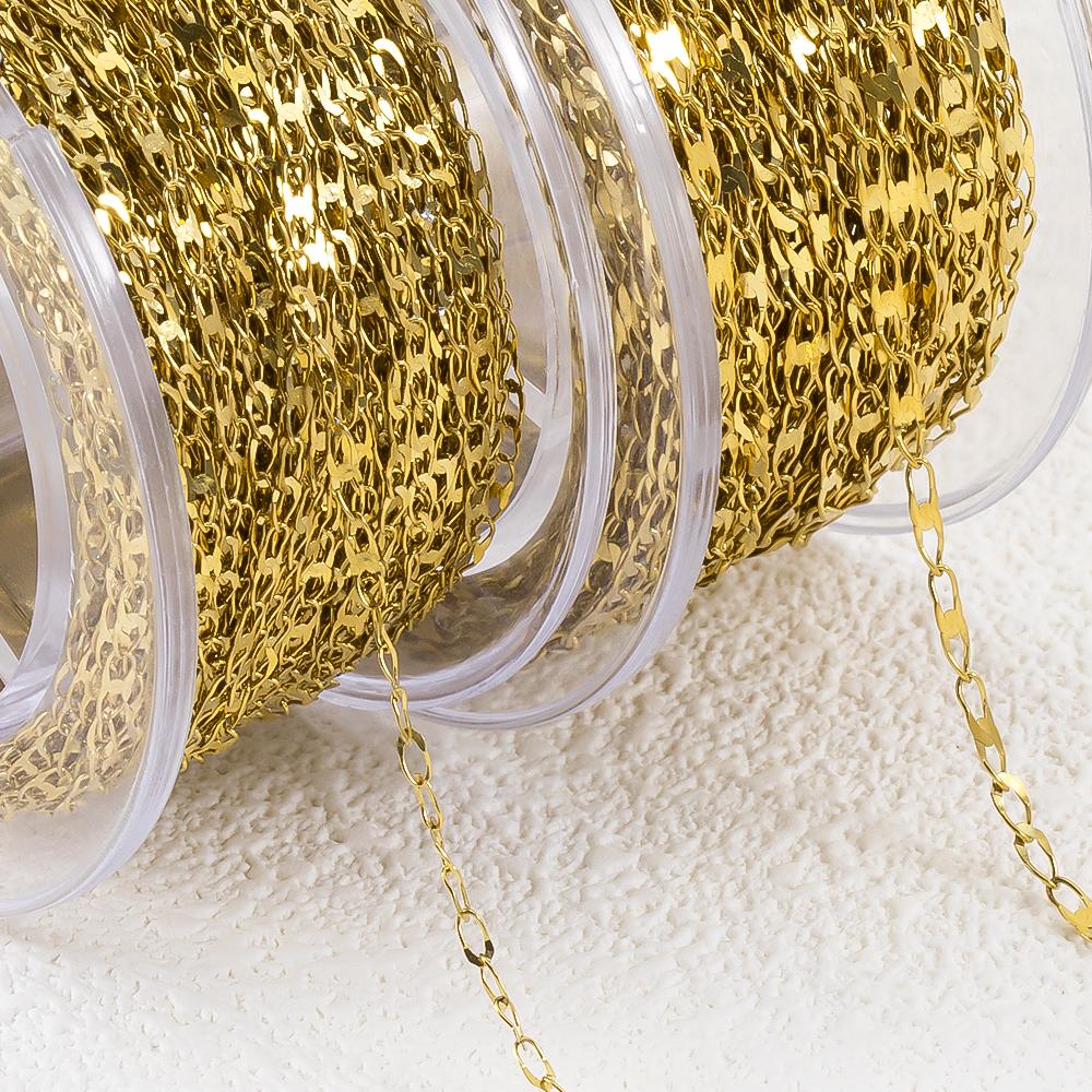 1Meter Stainless Steel Gold Color Flat Oval Filled Cable Chain for DIY Necklace Making Jewelry Making Findings Bracelet Supplies