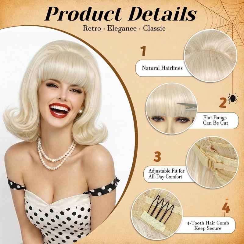Womens Vintage Curly Cos Wig Medium Length Synthetic Hair Costume Parties