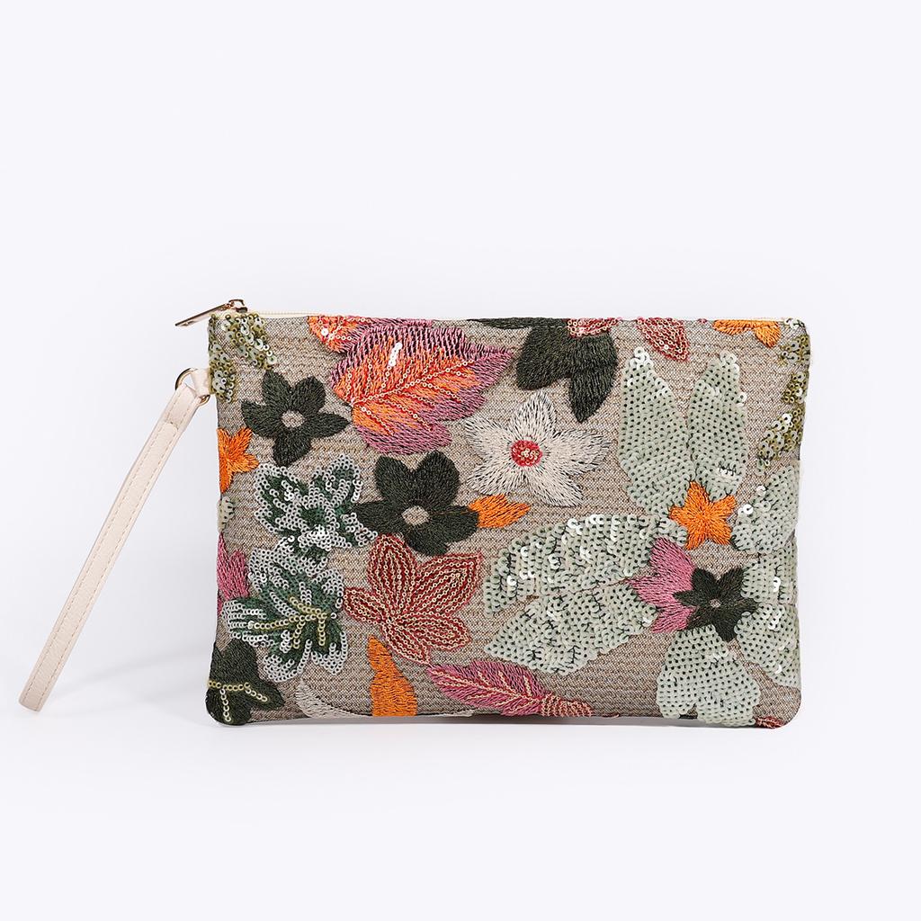 High-end Sequined Woven Dinner Bag New Embroidery Clutch Bag Summer Niche Straw Woven Bag Fashion Women's Envelope Bag