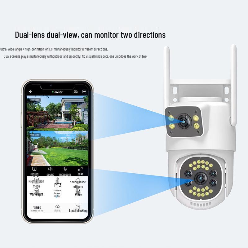 4M Dual-Lens 360° PTZ Wireless Outdoor Waterproof Surveillance Camera with 4G Connectivity