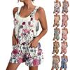 Macacão Casual de Verão Feminino com Estampa de Posição, Decote V, Alça no Pescoço e Bolso