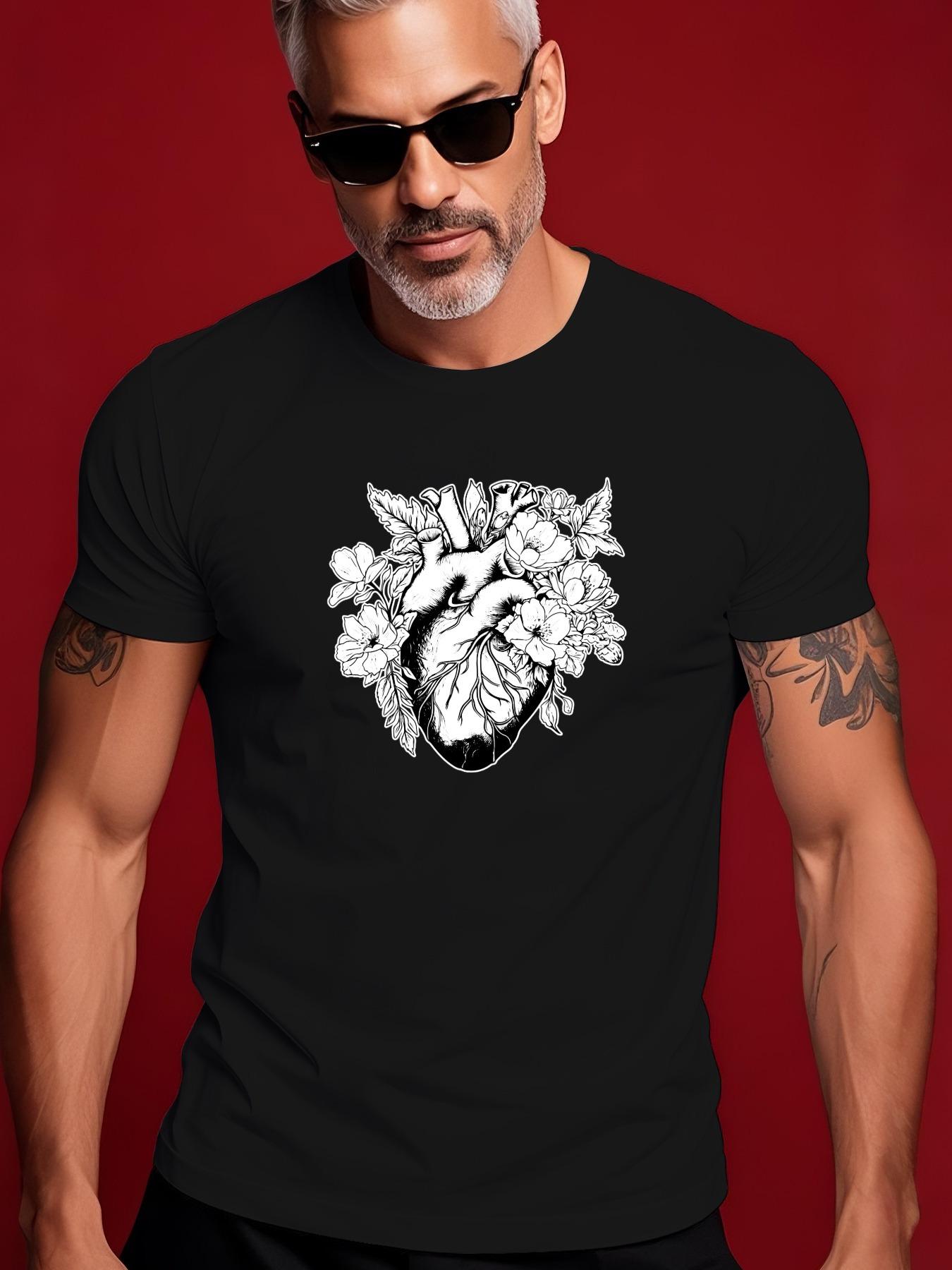 Vintage Anatomical Floral Heart Graphic Tshirt Graphic Ts... L