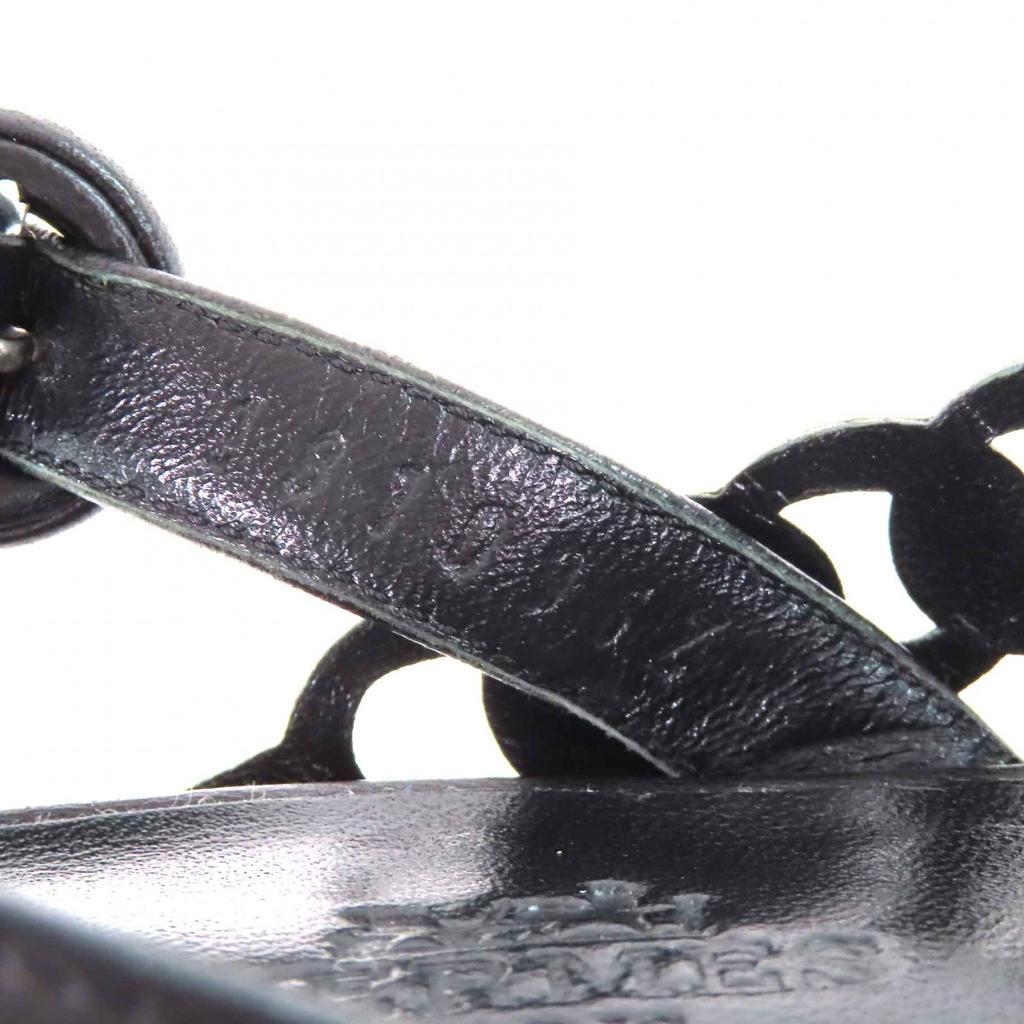 Great HERMES Sandals Romanzo Chaine d'Ancre ankle strap black leather Women 37 Used