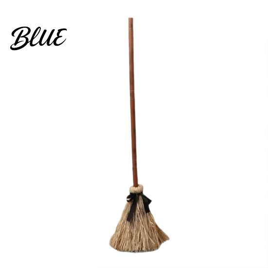 Interactive Halloween Window Swinging Prop Broom with Toy Display Electric Touch Activated Retro Animated Party Decor Straw Witch Broom