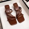 French slippers wear 22 years of new summer square heel fairy style high heel cool slippers