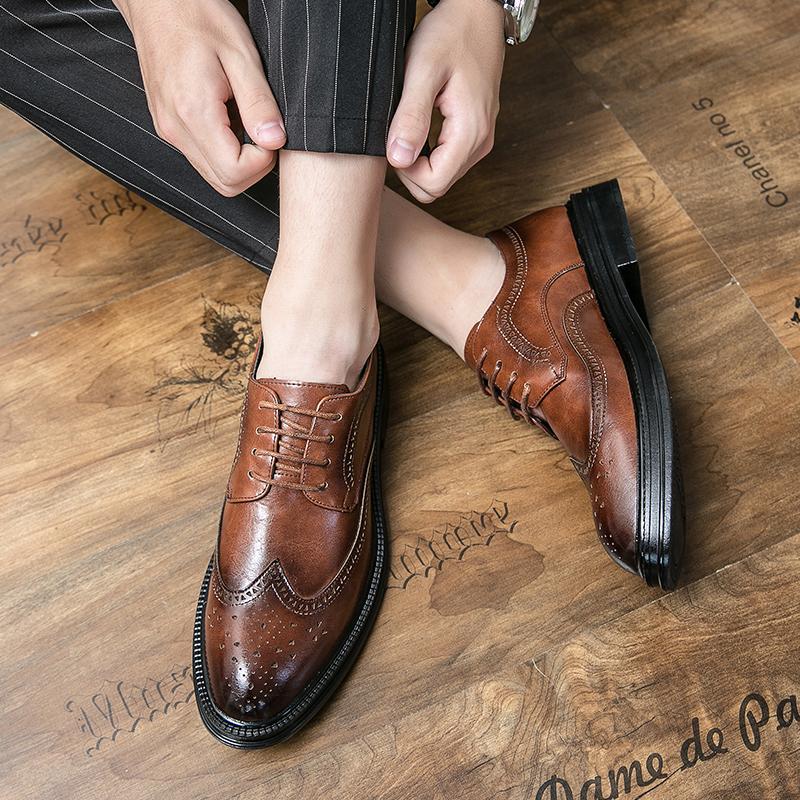 

Summer Brock British Best Man Suit Groom Wedding Gift Black Business Dress Casual Leather Shoes Men 46