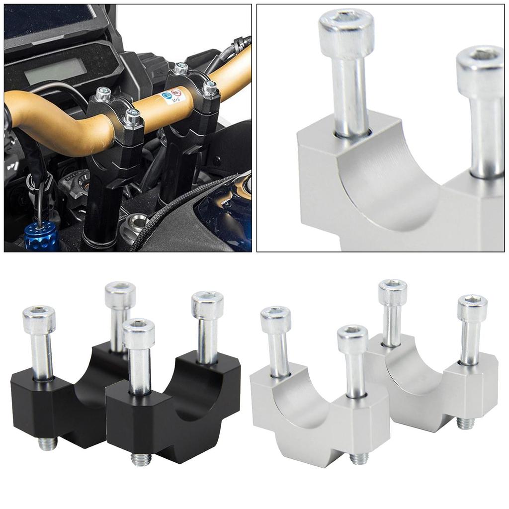 2Pcs Motorcycle CNC Aluminum Handle Bar Riser Mount Bracket Clamp Height Adapter