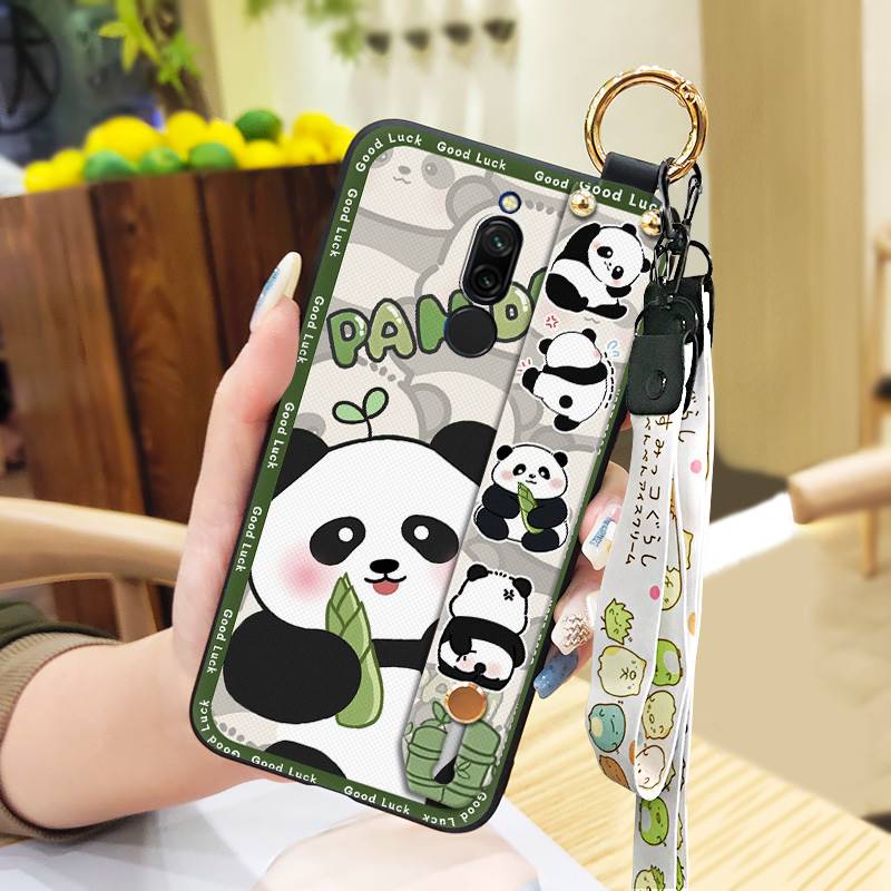 Cute Kickstand Phone Case For Xiaomi Redmi 8 Protective Silicone Cartoon Fashion Design Back Cover Lanyard Anti-knock