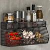 Wall Mounted Hanging Fruits Basket Double Layer Onion Storage Wire Basket  for Garlic