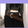 Vintage Y2k Wide Leather Belt With Silver Buckle For Retro Fashion Women