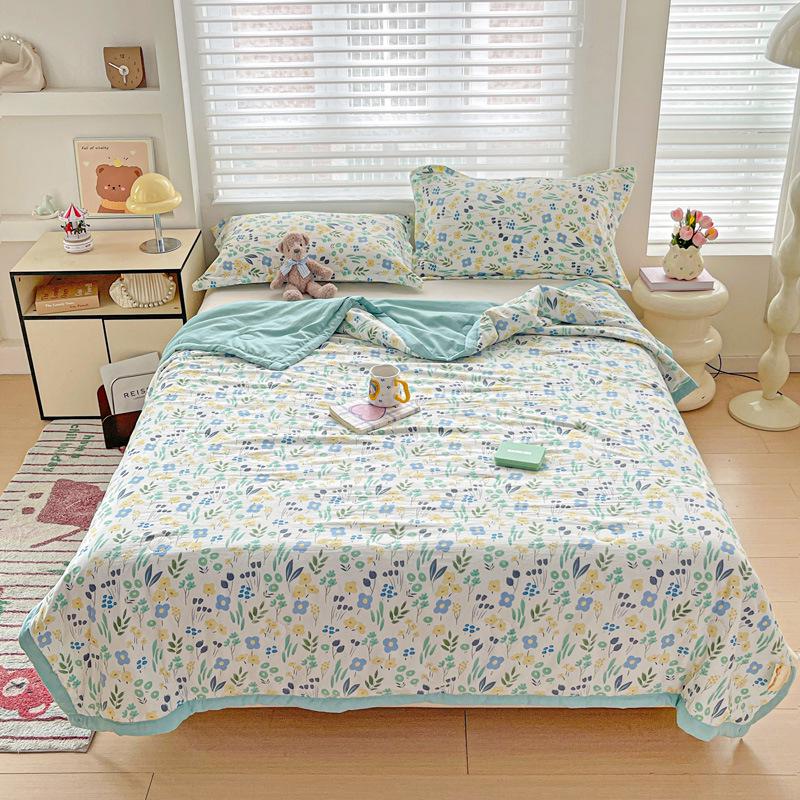 Class A Washed Cotton Soybean Fiber Gauze Quilt - Double Layer Summer Cool, Machine Washable