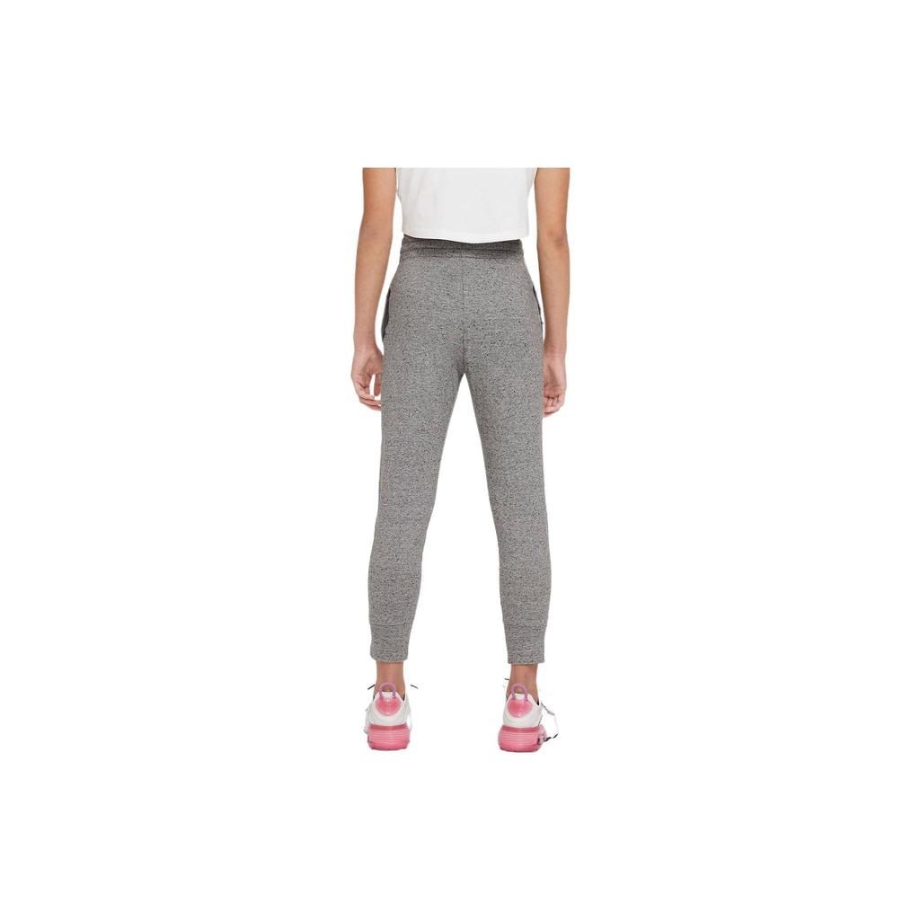 Nike Logo Print Cuffed Running Nine-Point Knitted Sports Pants Kids Bottoms Gray DA1128-091