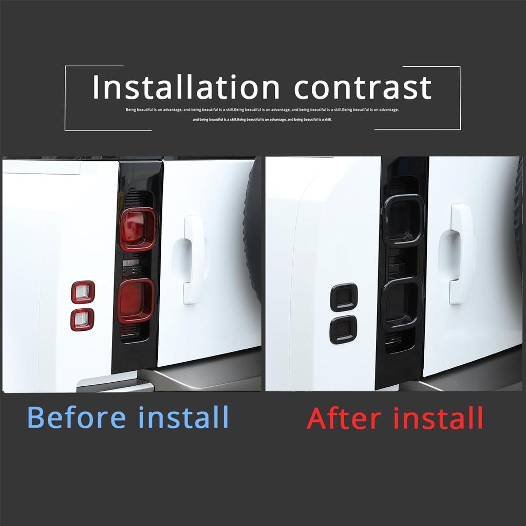 Tail Light Lamp Guard Covers Compatible with Rover Defender 110 2020 2021 2022 2023, Smoked Tinted Light Cover Trim Accessories ABS Material,