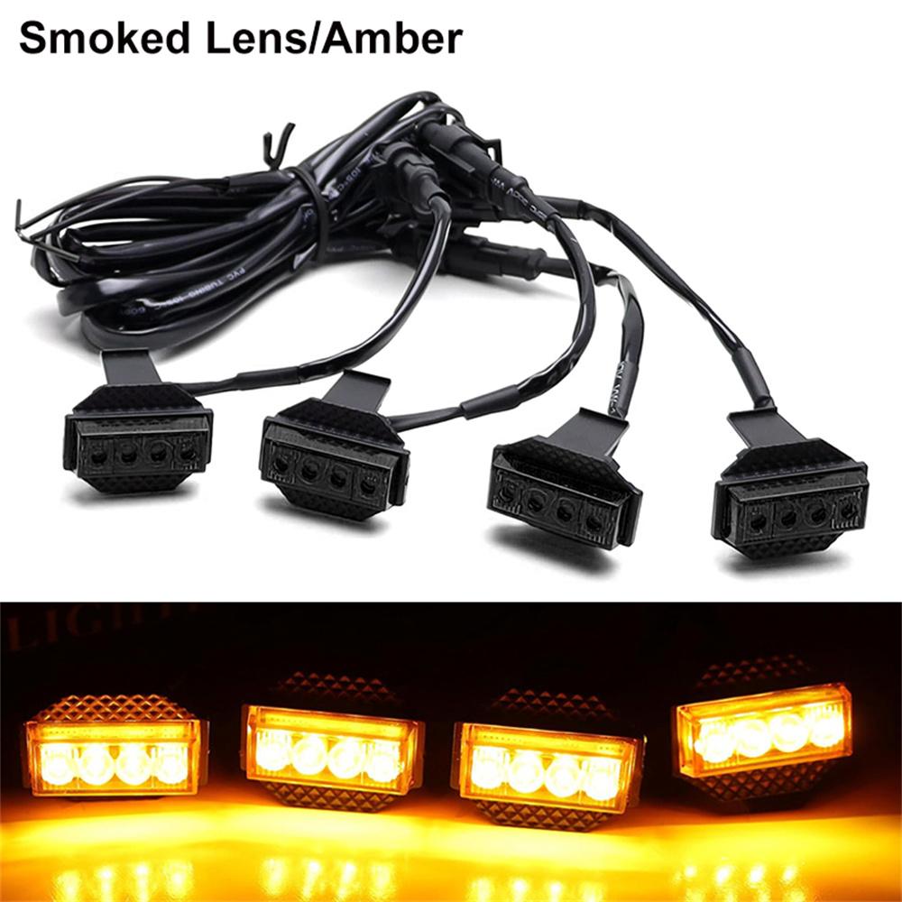 4Pcs For Toyota Tundra 2018 2019 2020 2021 Car LED Front Grille Strobe Light Daytime Running Lamp DRL Grid Warning Lamp Amber