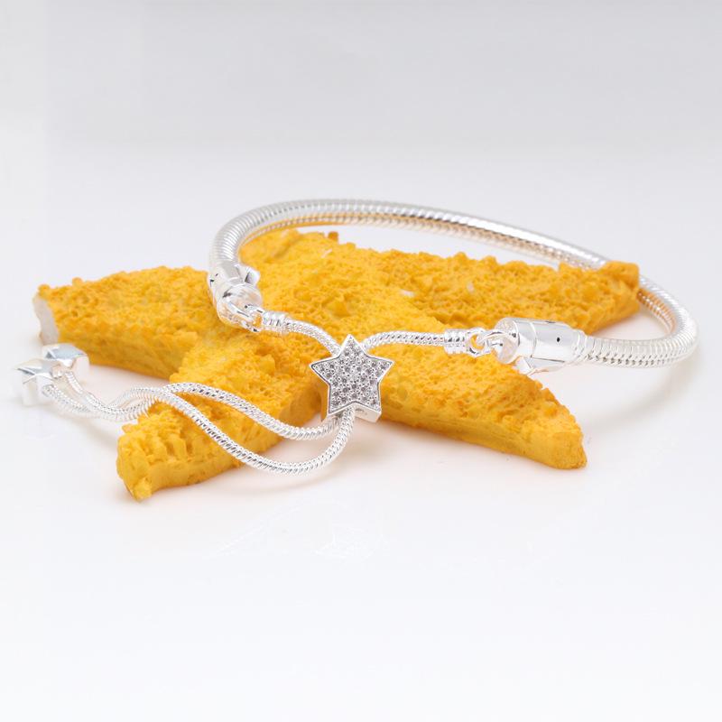 European-American Heart-Shaped Retractable Bracelet for Women - New Pandora Style Sliding Buckle, Perfect Christmas Gift