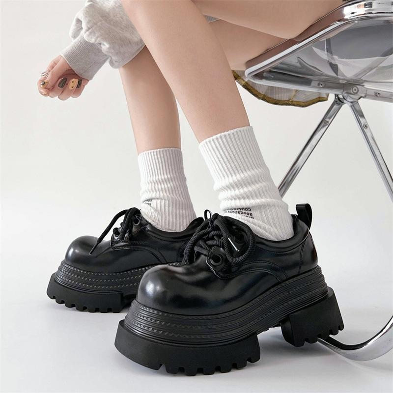 Fashion Comemore Fashion Women Pumps Black Thick Bottom Spring Autumn Height Increase Mary Jane Single Shoes Chunky High Heels Loafers