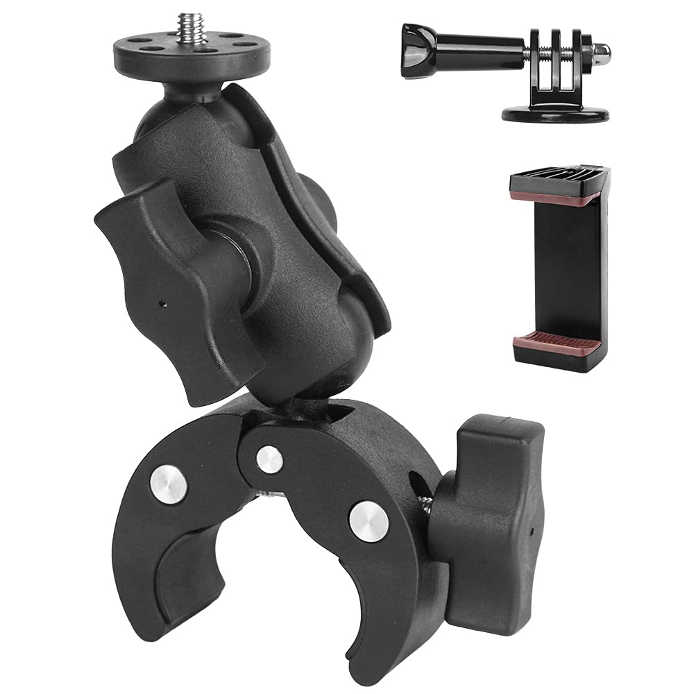 

Clip Mount for Motorcycle Super Adjustable GoPro Wearable Camera Screw Compatible with LCD Action Mirrorless Digital and Camcorders Cameras, Clamp,
