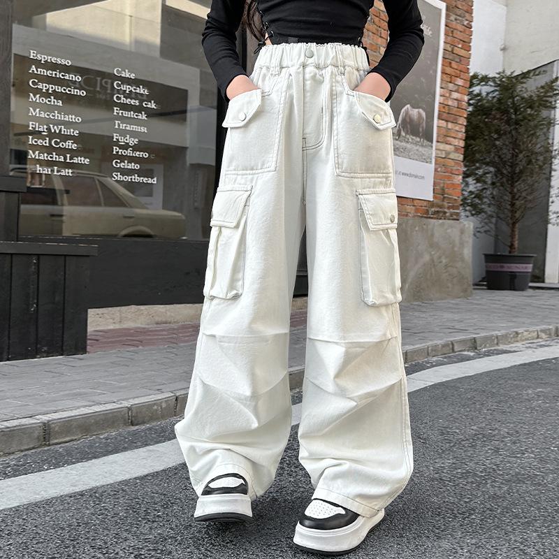 

Girls Cotton Cargo Pants - Spring & Autumn 2025 Collection 120cm белый