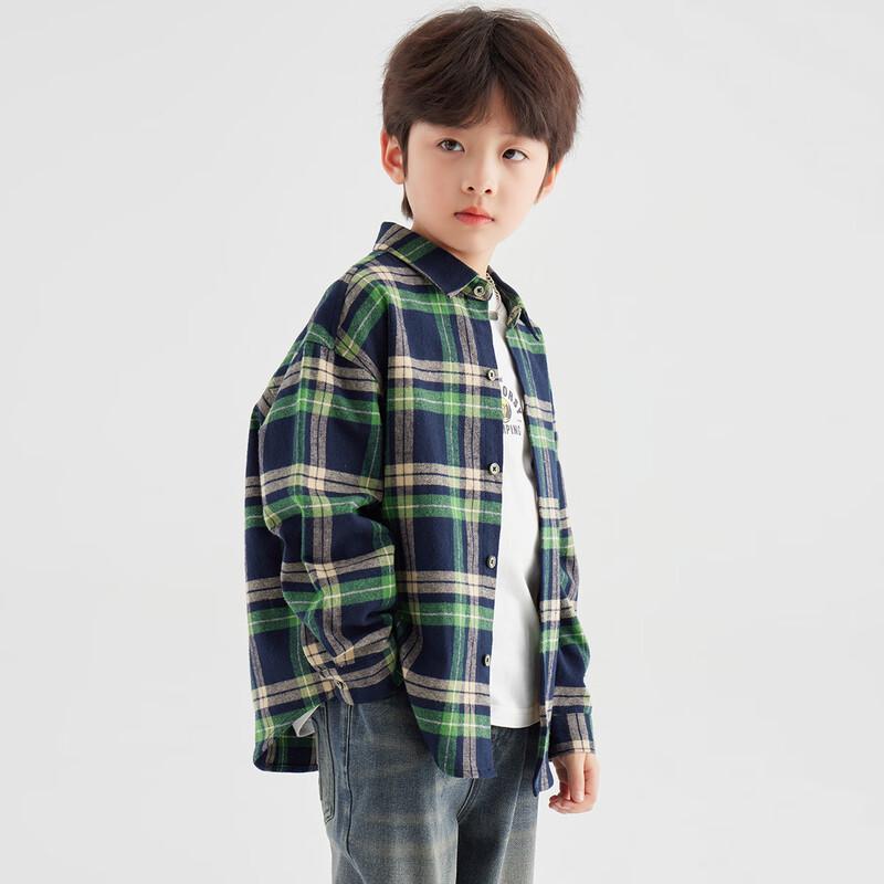 Duoduojia Boys  Casual Plaid Long-Sleeve Shirt 140