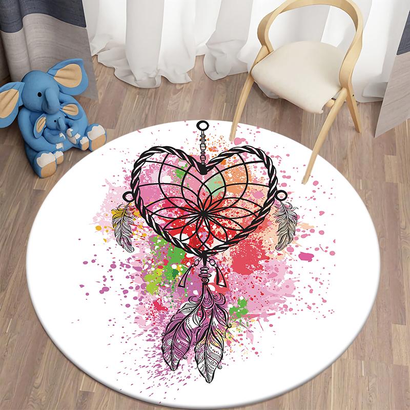 Dream Catcher Round Carpets Soft Blue Area Rug Anti-slip Floor Mat Bohemian Bedroom Carpet for Living Room Home Decor