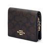 Coach Snap 11 Gold Logo Button Closure Coated Canvas Wallet Women wallet Walnut Black CW789-IMXAQ