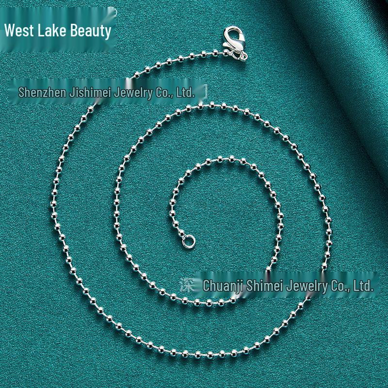 West Lake 45cm Silver Round Bead Necklace