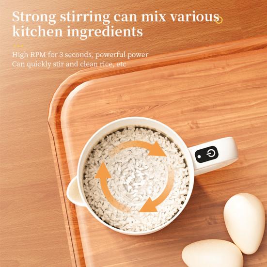 Yousheng Electric Handheld Mixer Rechargeable Egg Beater Rice Washer Mixing Bowl 1L Multipurpose Baking Tool for Mixing Whipping