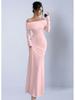 European & American Spring Satin Silk Off-Shoulder Stretch Dress
