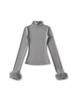 Women's Long-Sleeve Base Layer with Removable Fur Cuffs and Half-High Collar
