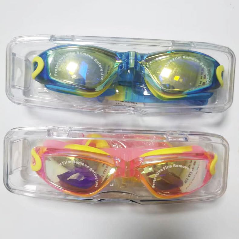Swimming Mirror UV Adjustable Ages Elementary Junior High Wide Field of Case Earplugs and Nose Plugs Included 140 x 40 x [CSILOVEE] Goggles, Finish,