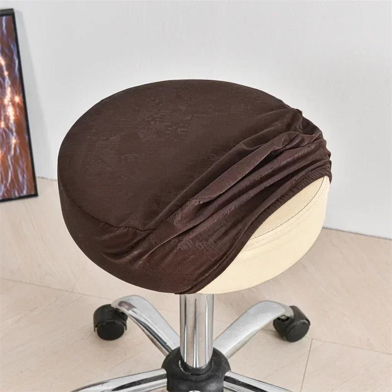 1Pc Pu Leather Dining Chair Covers Waterproof Round Stool Covers Removable Cafe Bar Chairs Protector Seat Covers Anti-Dirty