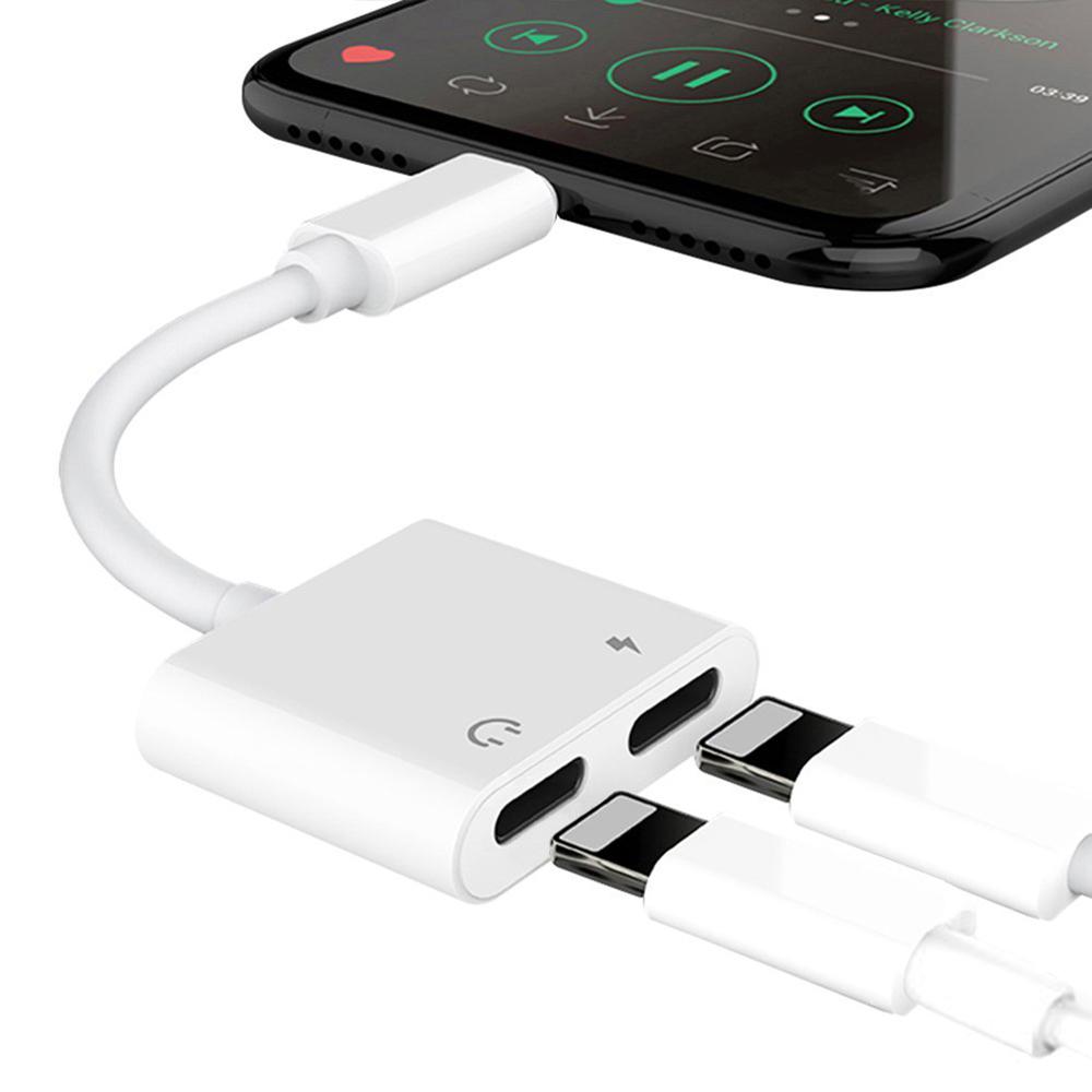 2 In 1  Audio Charging Adapter To Earphone AUX Cable for Listening Music Charging Converter Compatible with  iOS Devices