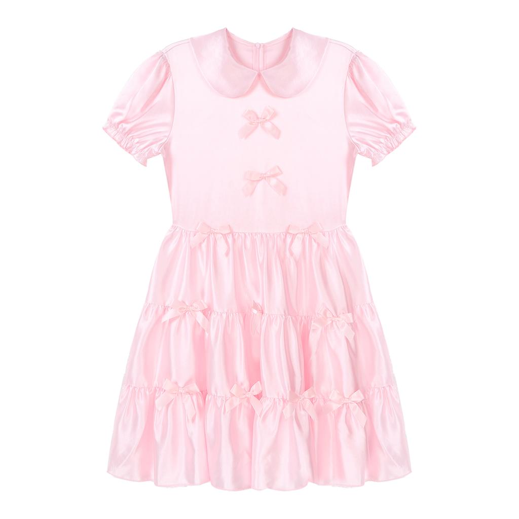 Men's Satin Frilly Costumes Sissy Dress Cross Dresser Lingerie Pajamas Nightwear