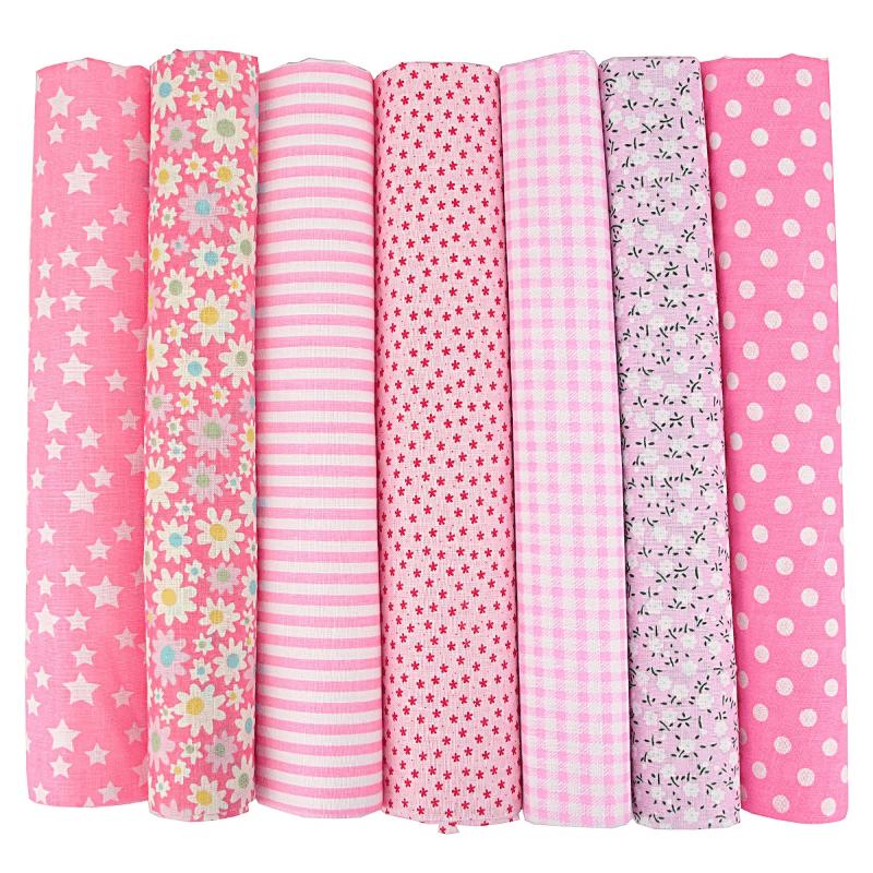 7pcs/kit, Mixed Fabrics Scraps Offcuts Quilting Quilt Fabric Pre-Cut Fat Quarters Cotton Material 25*25cm Bundle New Fabric
