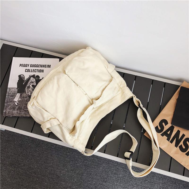 Torba Kurierska Vintage, Casualowa Torba Crossbody Podróżna, Torba na Ramię Płócienna o Dużej Pojemności, Wielokieszeniowa