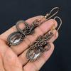 White Topaz 999 Copper Wire Wrapped Earrings, Handmade Gemstone Jewelry Earrings For Memorial Day