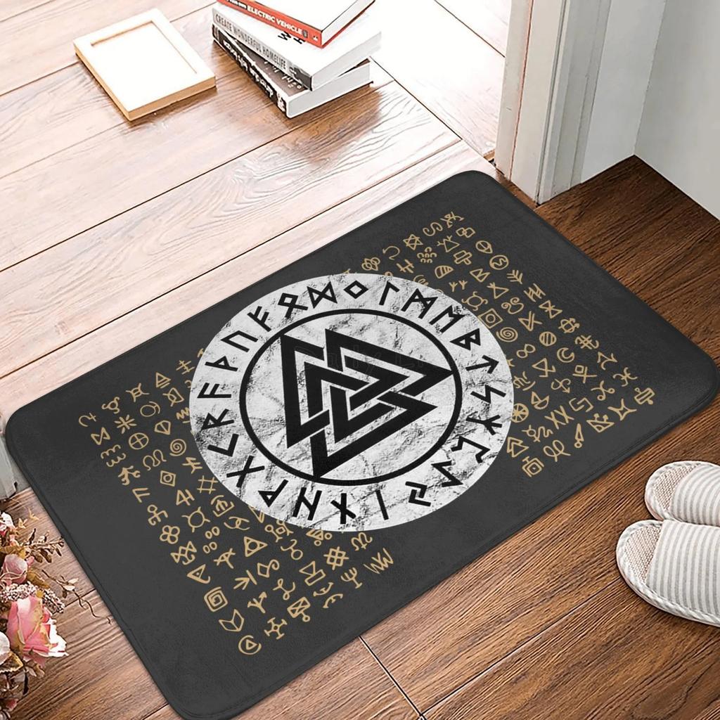 Viking Nordic Celtic Symbol Entrance Door Floor Mat Vikings Tattoo Odins Ravens Carpet Rugs Anti-Slip Waterproof Bathroom Mat