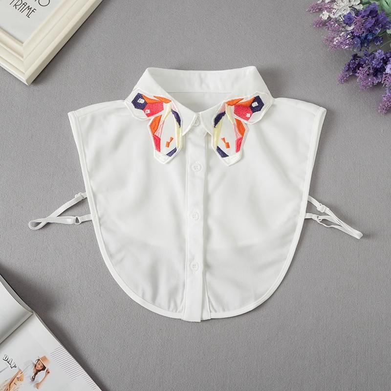 

Perfect Match Elegant White Embroidery Chiffon Fake Collar For Shirt Woman Detachable Half Faux False Shirt Collar Tie Clothing Accessories