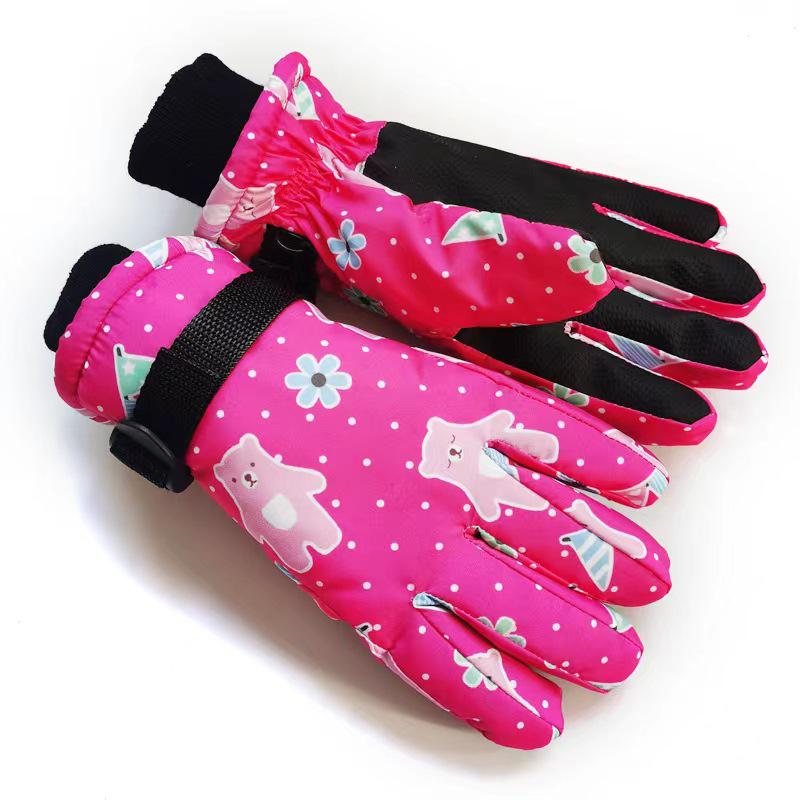 Children's Printed Electric Bike Gloves: Warm, Waterproof, Windproof Ski & Outdoor Cycling Gloves