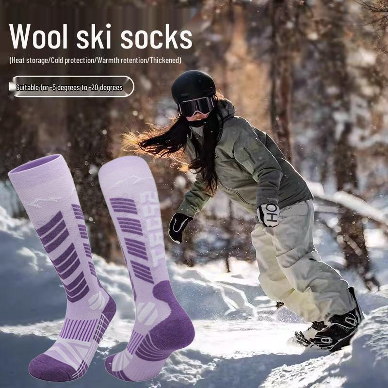 Unisex Cross-Border Style Wool Ski Socks: Long Tube, Warm, Anti-Slip, Anti-Pilling, Ideal for Skiing and Mountaineering