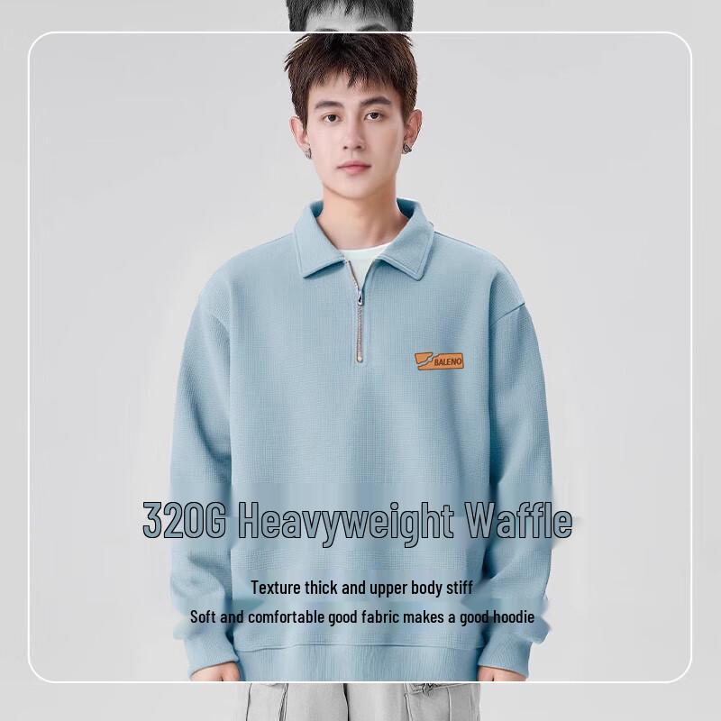 Baleno Men's American Casual Retro Half-Zip Polo Sweatshirt