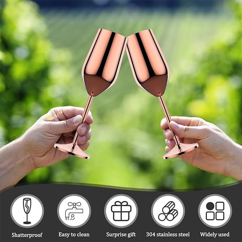 4Pcs Stainless steel wine glasses unbreakable metal cocktail glasses 220ml for drinking cocktails and wine in the at bar Cup