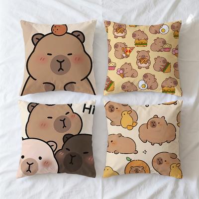 Housse de coussin Housse souple Pour canapé Salon Dessin animé Chambre Mignon Maison Confortable Bureau Capybara Décor Housse de coussin protectrice