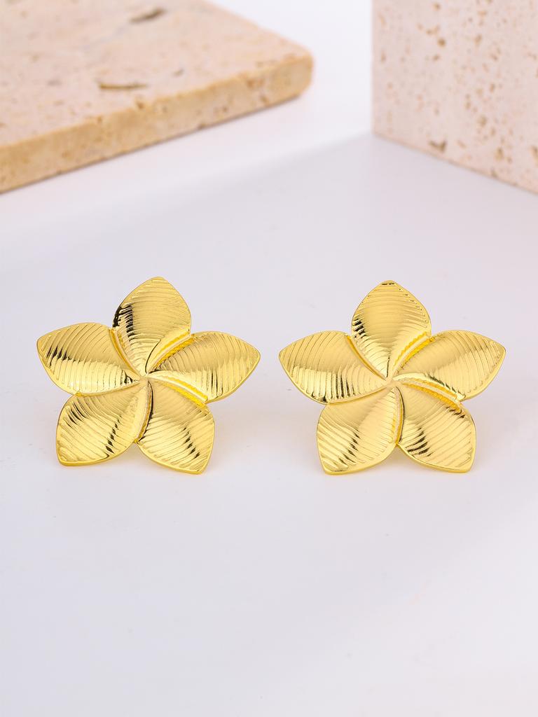 European and American Simple Stainless Steel Petal Earrings, Summer Flower Earrings, New Chinese Stud Earrings